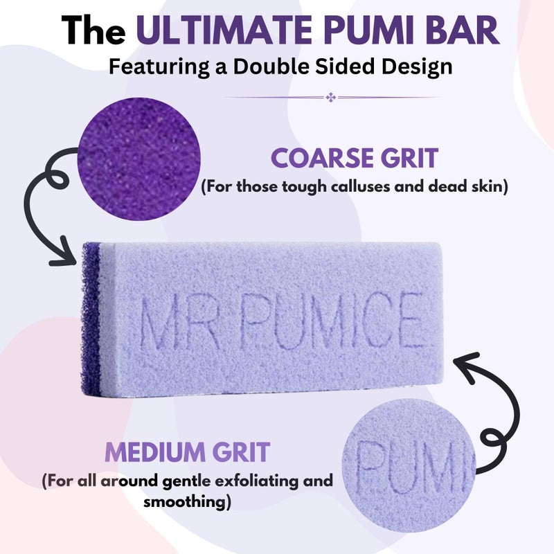Mr. Pumice Ultimate Pumi Bar, 2-in-1 Callus Remover, Pedicure Stone & Ped File Scrubber for Smooth Feet and Heels, Dual-Grit (Medium + Coarse), 1 Count - Image 2